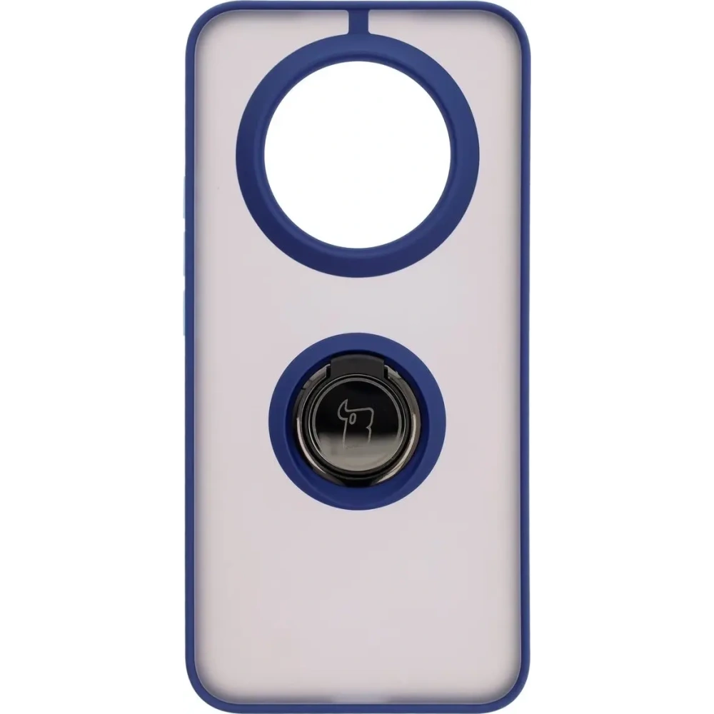 Etui z uchwytem na palec Bizon Case Hybrid Ring do Realme 14 Pro+ Plus 5G przydymione z granatową ramką