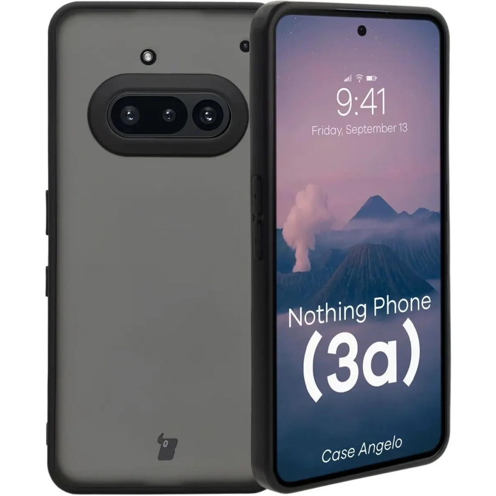Etui Bizon Case Angelo do Nothing Phone (3a) przydymione z czarną ramką