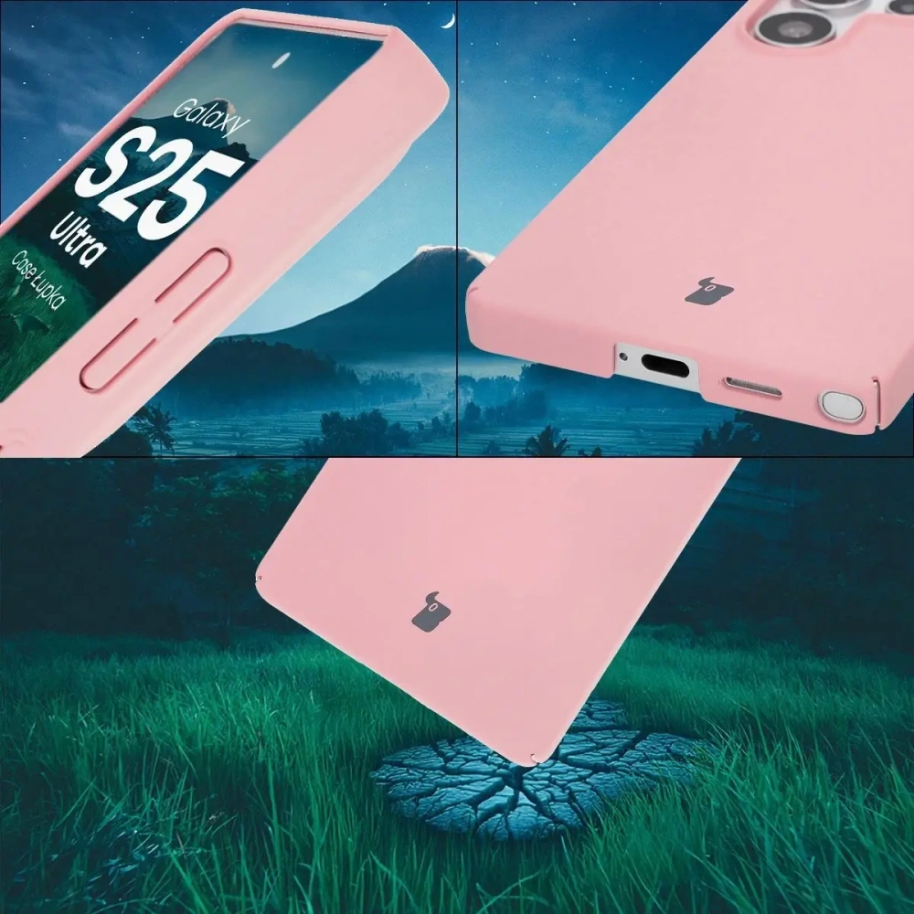 Etui Bizon Case Łupka do Samsung Galaxy S25 Ultra różowe