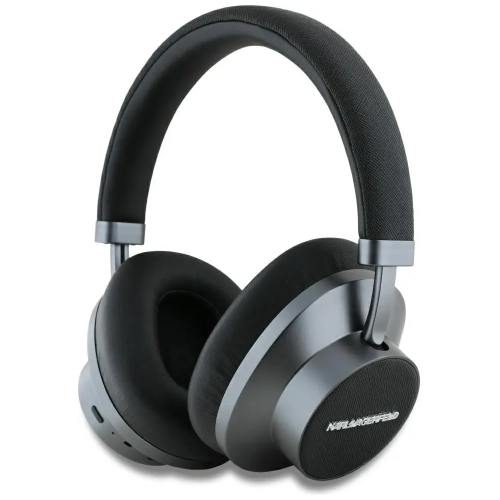 Bezprzewodowe słuchawki nauszne Karl Lagerfeld Saffiano Elongated Bluetooth 5.4 ANC czarny