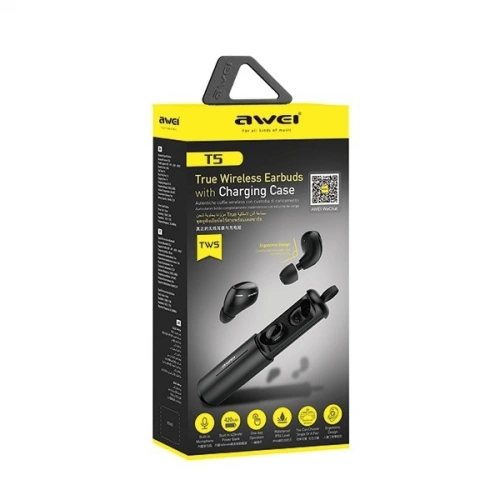 Kup AWEI căști Bluetooth 5.0 T5 TWS + stație de docking neagră - AWEI045BLK - {ean13} - Sklep Home Screen