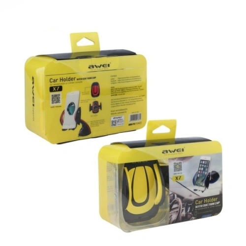 Kup AWEI suport auto X7 4.3" - 7" pentru parbriz negru-galben/black&yellow - AWEI047BLKYEL - {ean13} - Sklep Home Screen