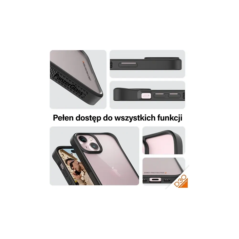 Etui PanzerGlass ClearCase do Apple iPhone 15 D3O 2xMilitary grade czarny