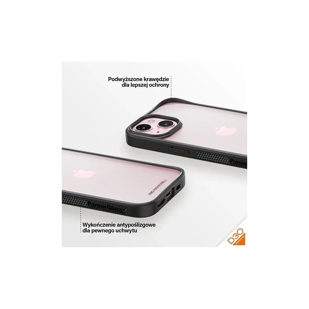 Etui PanzerGlass ClearCase do Apple iPhone 15 D3O 2xMilitary grade czarny