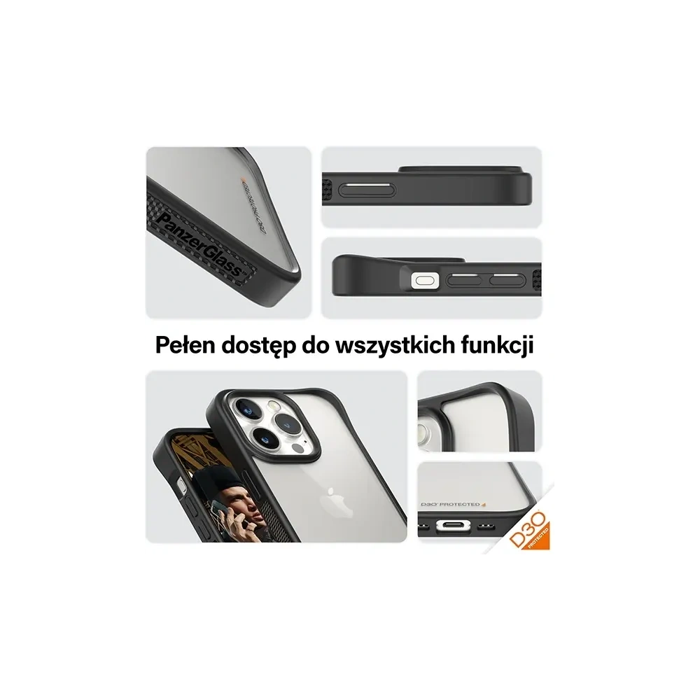 Etui PanzerGlass ClearCase do Apple iPhone 15 Pro D3O 2xMilitary grade czarny