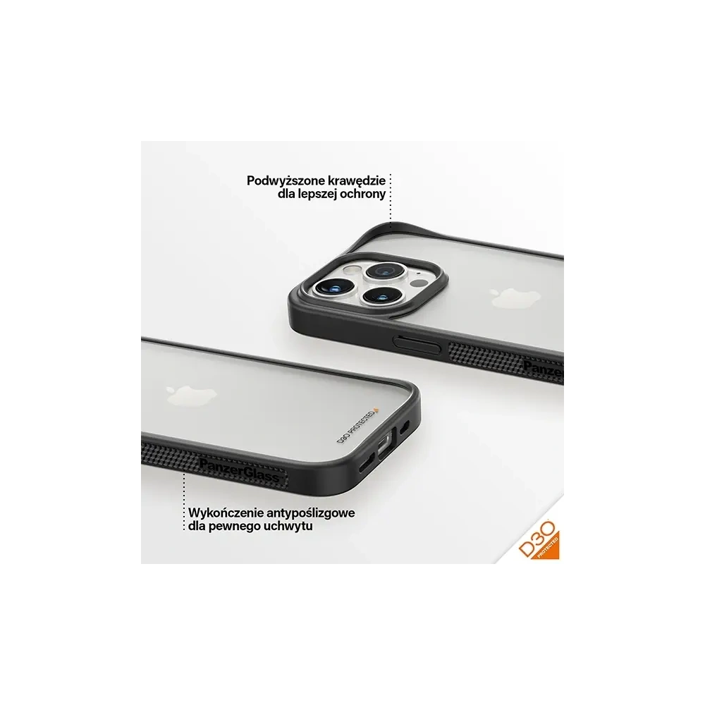 Etui PanzerGlass ClearCase do Apple iPhone 15 Pro D3O 2xMilitary grade czarny
