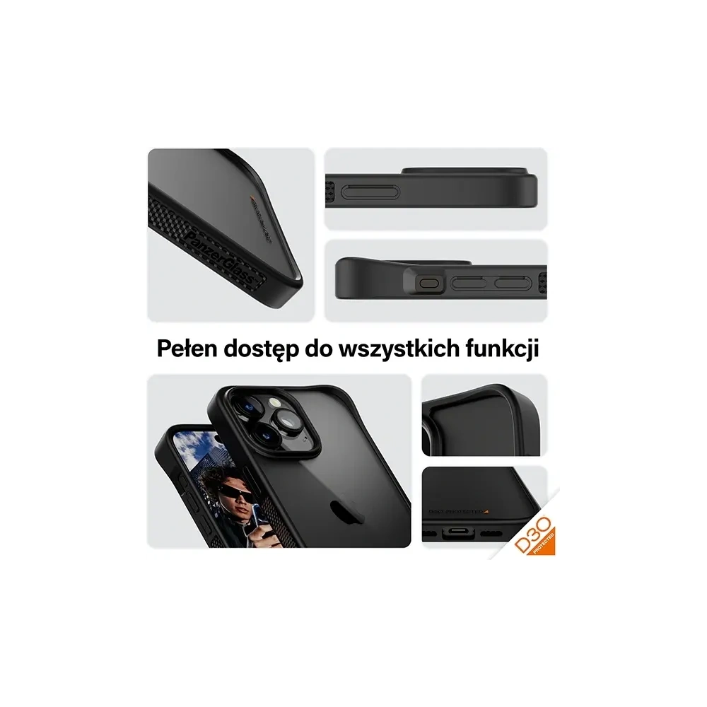 Etui PanzerGlass ClearCase do Apple iPhone 15 Pro Max D3O 2xMilitary grade czarny