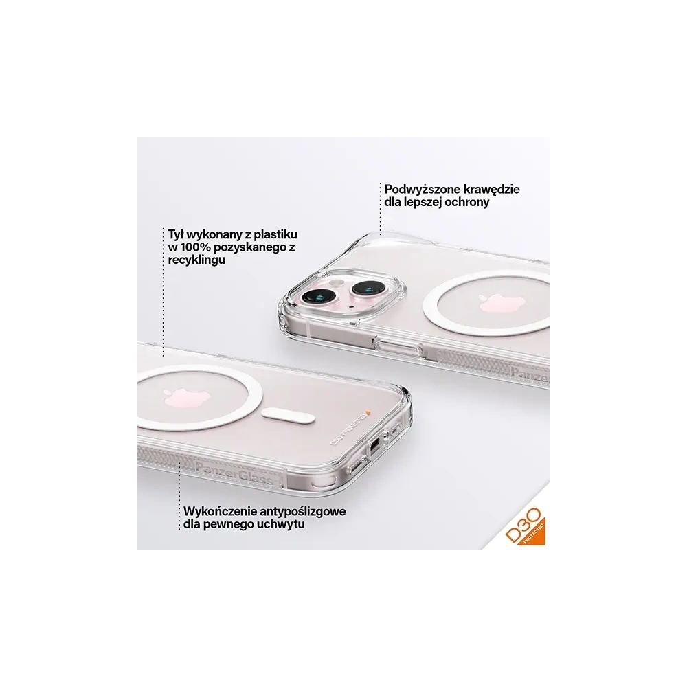 Etui PanzerGlass HardCase do Apple iPhone 15 / 14 / 13 D3O MagSafe 3xMilitary grade przezroczysty