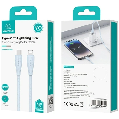 Kup USAMS Zöld Sorozat SJ717 30W USB-C / Lightning kábel 1m rózsaszín - USA1246 - {ean13} - Sklep Home Screen