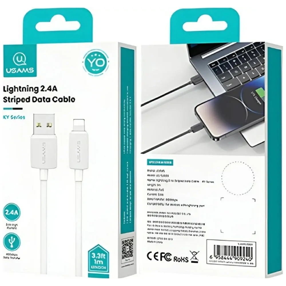 Kabel USAMS KY Series US-SJ689 2.4A USB-A / Lightning 1m biały