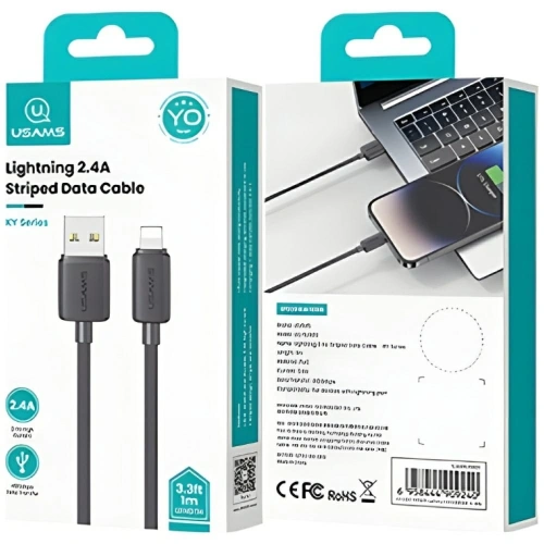 Kup USAMS KY Sorozat US-SJ689 2.4A USB-A / Lightning kábel 1m fekete - USA1248 - {ean13} - Sklep Home Screen