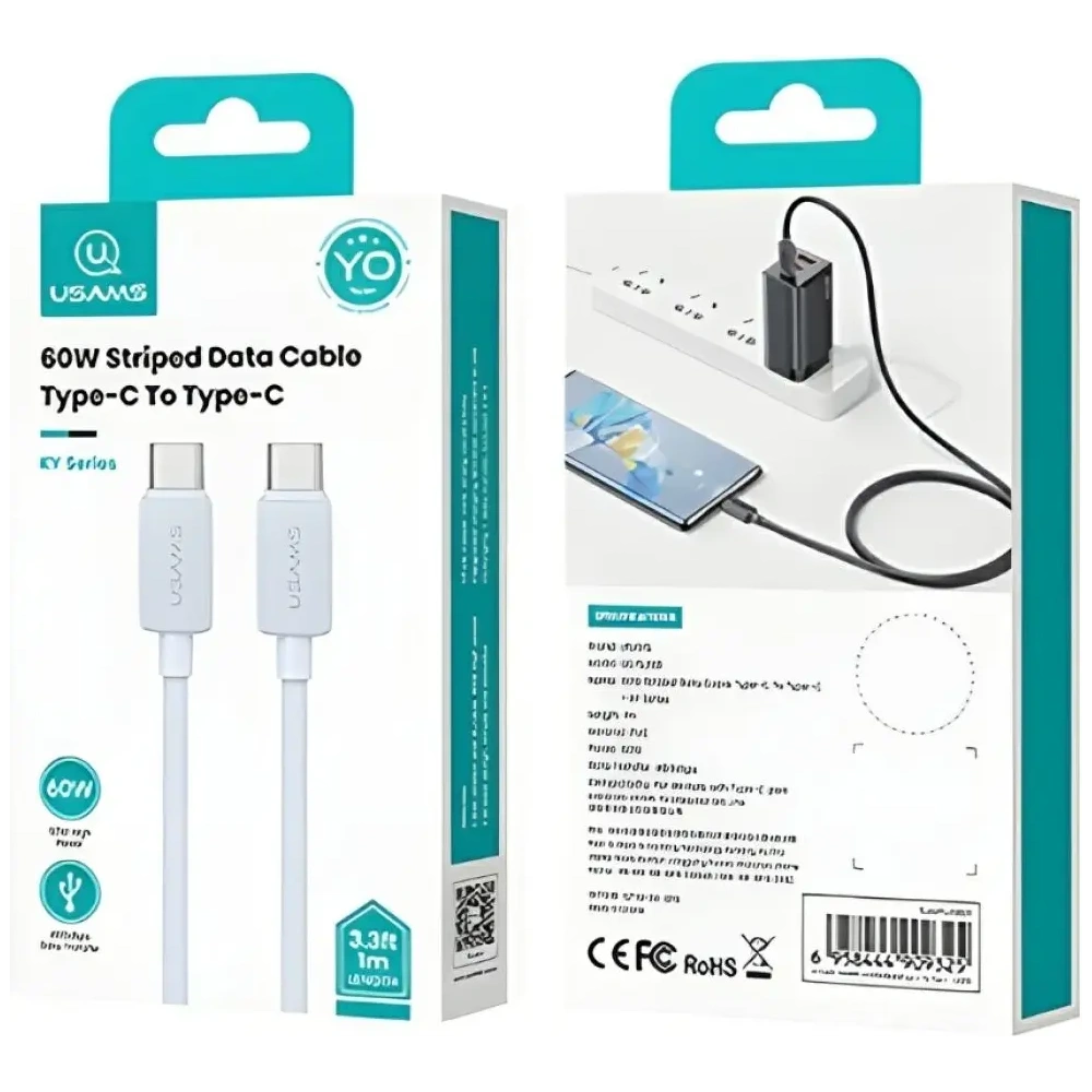 Kabel USAMS KY Series US-SJ691 60W USB-C / USB-C 1m biały