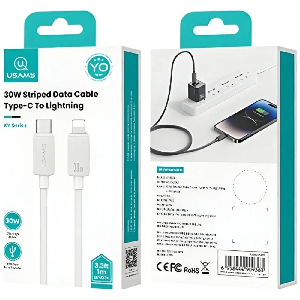 Kabel USAMS KY Series US-SJ692 30W USB-C / Lightning 1m biały