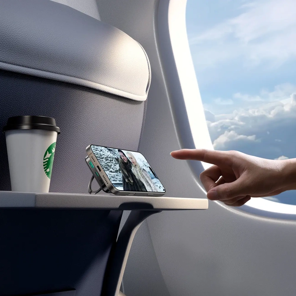 Powerbank Joyroom JR-PBM12 10000mAh 22.5W Qi2, MagSafe, z podstawką w kształcie pierścienia czarny