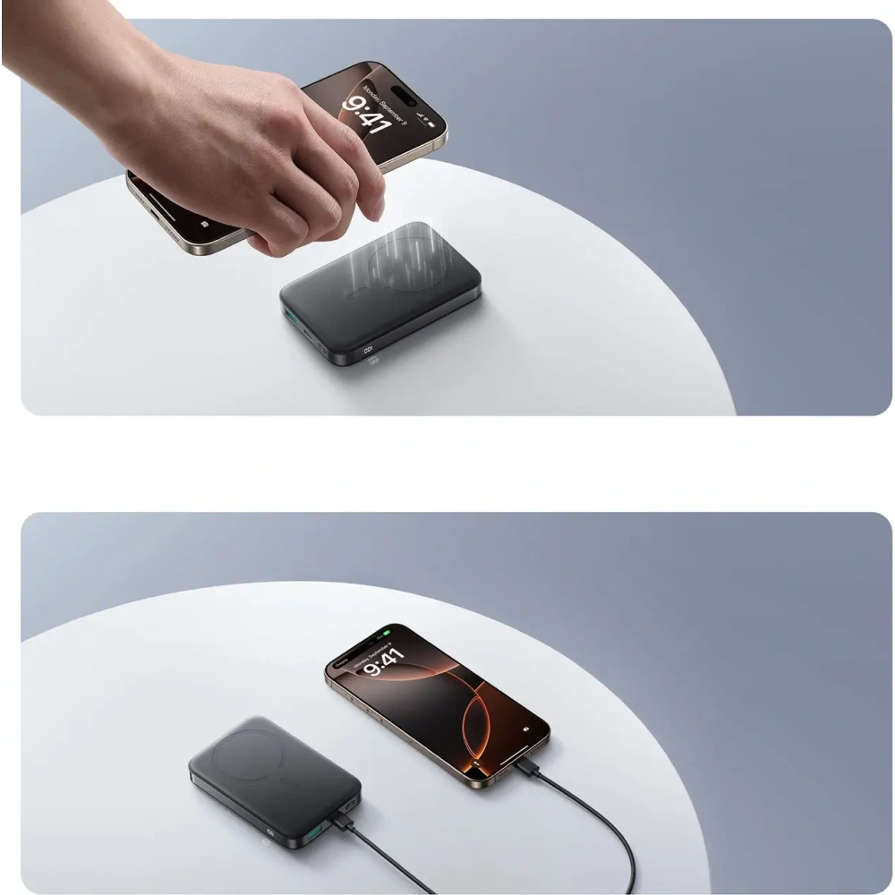 Powerbank Joyroom JR-PBM12 10000mAh 22.5W Qi2, MagSafe, z podstawką w kształcie pierścienia czarny