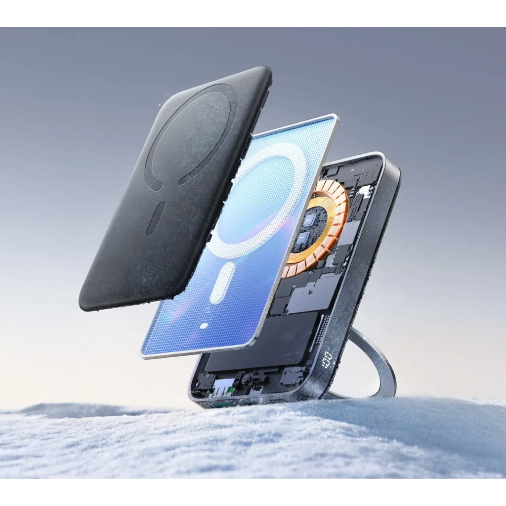 Powerbank Joyroom JR-PBM12 10000mAh 22.5W Qi2, MagSafe, z podstawką w kształcie pierścienia czarny