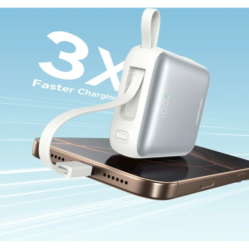 Buy Joyroom JR-PBF27 10000mAh 22.5W Power bank with built-in USB-C and Lightning cables, white - JYR1245 - {ean13} - Home Screen Store Europe