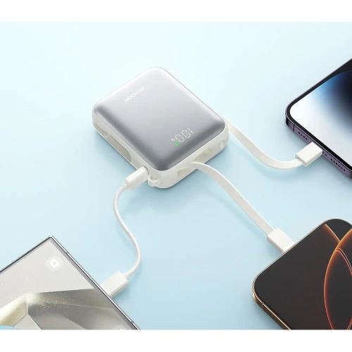 Buy Joyroom JR-PBF27 10000mAh 22.5W Power bank with built-in USB-C and Lightning cables, white - JYR1245 - {ean13} - Home Screen Store Europe