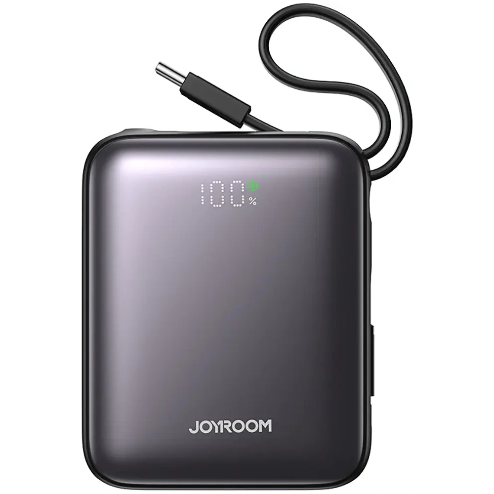 Powerbank Joyroom JR-PBF27 10000mAh 22.5W z wbudowanymi kablami USB-C, Lightning czarny