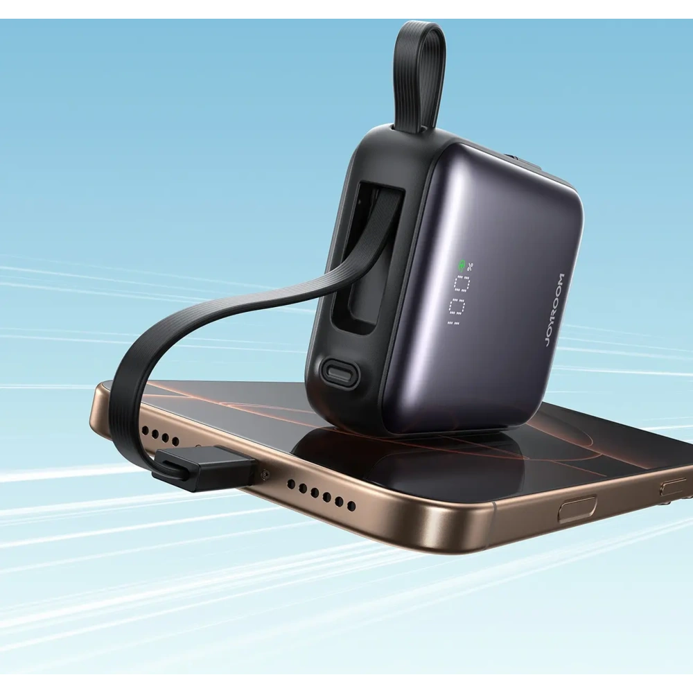 Powerbank Joyroom JR-PBF27 10000mAh 22.5W z wbudowanymi kablami USB-C, Lightning czarny