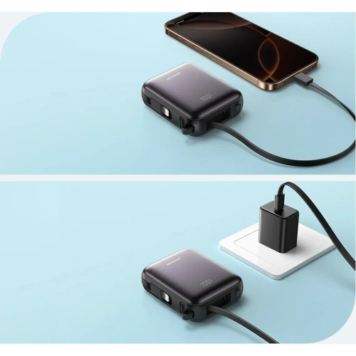 Buy Joyroom JR-PBF27 10000mAh 22.5W Power bank with built-in USB-C and Lightning cables, black - JYR1246 - {ean13} - Home Screen Store Europe
