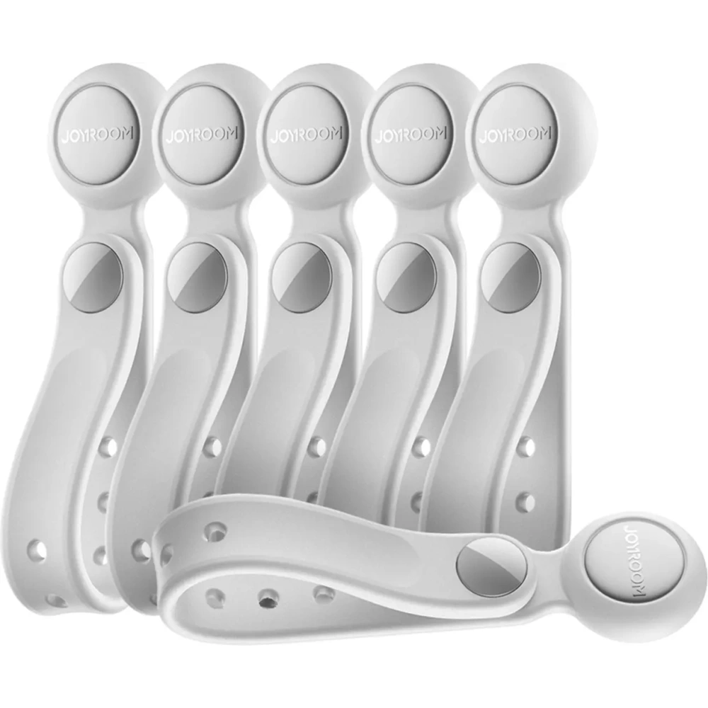 Opaska na kable Joyroom JR-ZS422 silikonowa z magnesem biała [6 PACK]