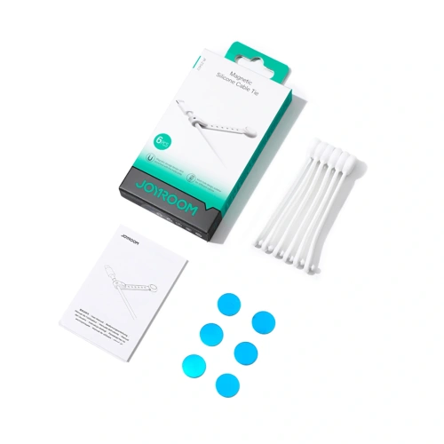 Buy Joyroom JR-ZS422 silicone cable tie with magnet white [6 PACK]. - JYR1247 - {ean13} - Home Screen Store Europe