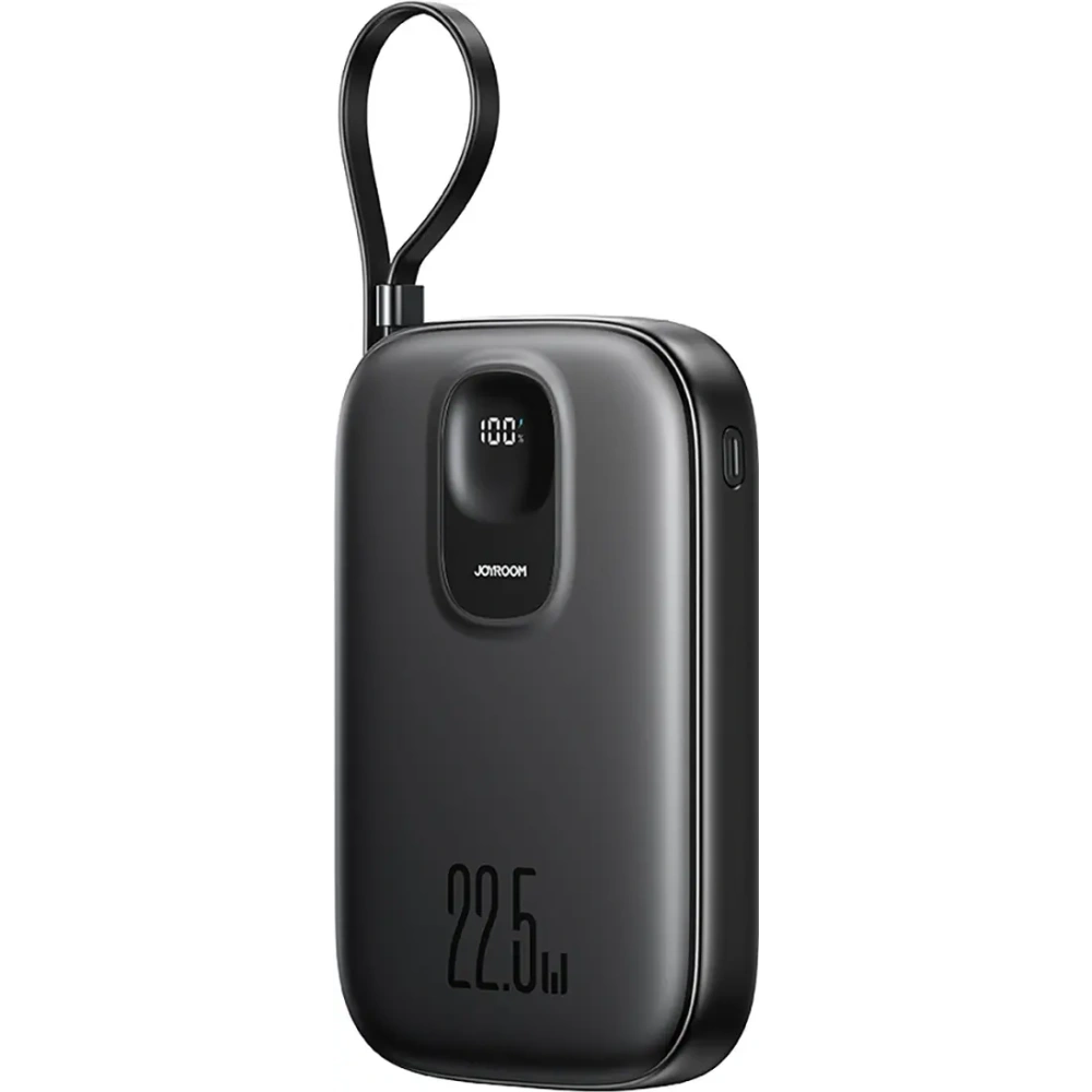 Powerbank Joyroom JR-PBF18 10000mAh 22.5W z wbudowanym kablem Lightning + kabel USB-C / USB-C 0.25cm czarny