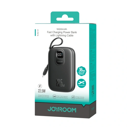 Kup Joyroom JR-PBF18 10000mAh 22.5W Power banka s vestavěným Lightning kabelem + USB-C / USB-C kabel 0,25 cm černý - JYR1249 - {ean13} - Sklep Home Screen