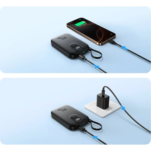 Kup Powerbank Joyroom JR-PBF18 10000mAh 22.5W z wbudowanym kablem Lightning + kabel USB-C / USB-C 0.25cm czarny - JYR1249 - {ean13} - Sklep Home Screen