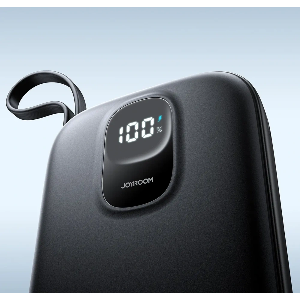 Powerbank Joyroom JR-PBF18 10000mAh 22.5W z wbudowanym kablem Lightning + kabel USB-C / USB-C 0.25cm czarny