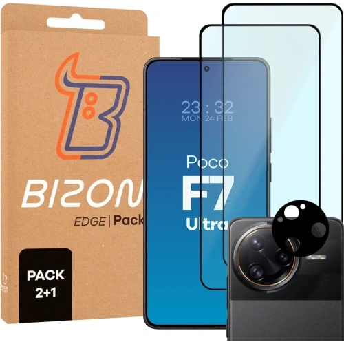 Kup Bizon Edge 2 csomag 2x edzett üveg + 1x lencsevédő Xiaomi Poco F7 Ultra - BIZ9132 - {ean13} - Sklep Home Screen