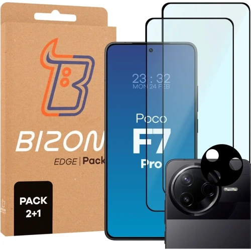 Kup 2x szkło na ekran + 1x na aparat Bizon Edge 2 Pack do Xiaomi Poco F7 Pro - BIZ9133 - {ean13} - Sklep Home Screen