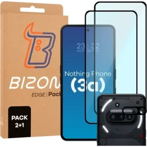 Buy Bizon Edge 2 Pack 2x tempered glass + 1x lens protection Nothing Phone (3a) - BIZ9134 - {ean13} - Home Screen Store Europe