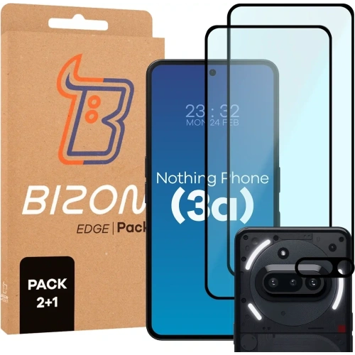 Kup Bizon Edge 2 csomag 2x edzett üveg + 1x lencsevédő Nothing Phone (3a) - BIZ9134 - {ean13} - Sklep Home Screen