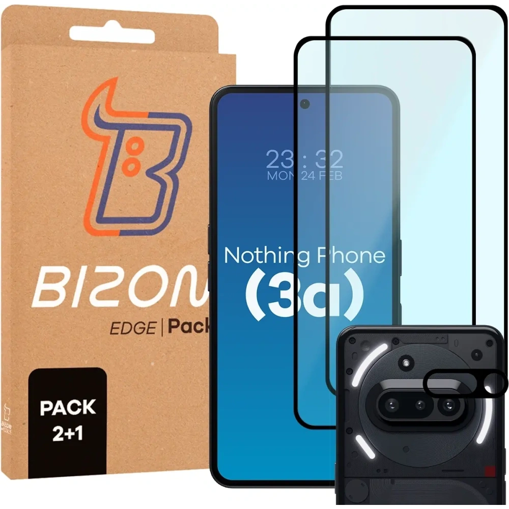 2x szkło na ekran + 1x na aparat Bizon Edge 2 Pack do Nothing Phone (3a)