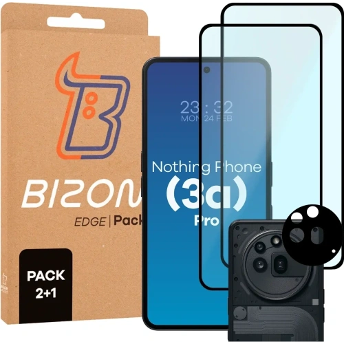 Kup 2x szkło na ekran + 1x na aparat Bizon Edge 2 Pack do Nothing Phone (3a) Pro - BIZ9135 - {ean13} - Sklep Home Screen