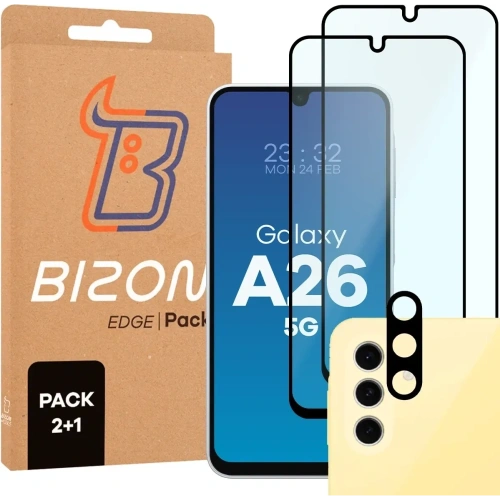 Buy Bizon Edge 2 Pack 2x tempered glass + 1x lens protection Samsung Galaxy A26 5G - BIZ9137 - {ean13} - Home Screen Store Europe