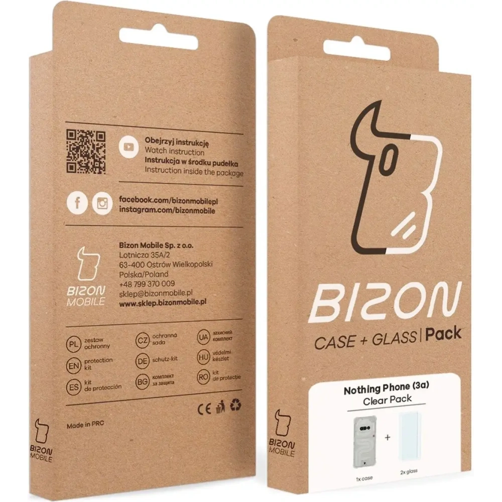 Etui + 2x szkło na ekran Bizon Case Clear Pack do Nothing Phone (3a)