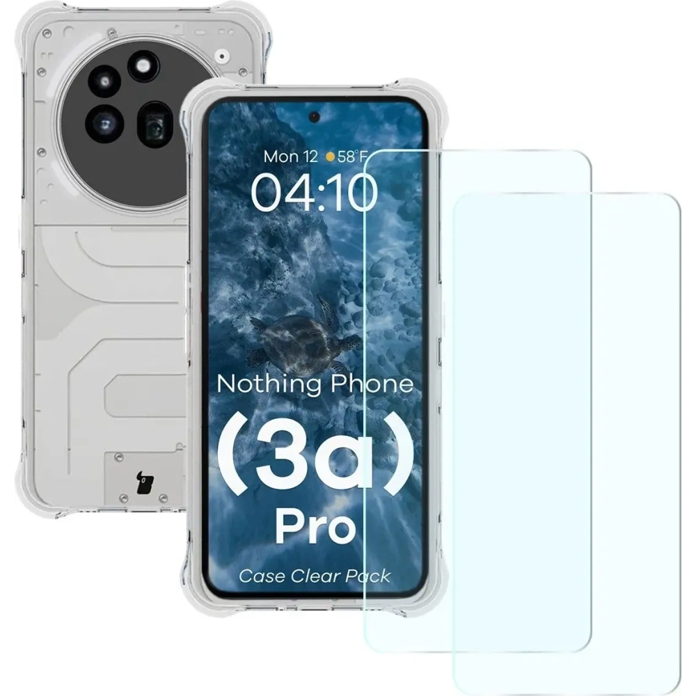 Etui + 2x szkło na ekran Bizon Case Clear Pack do Nothing Phone (3a) Pro