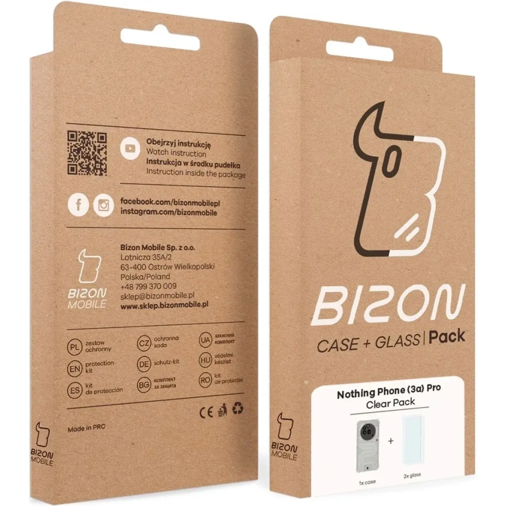 Etui + 2x szkło na ekran Bizon Case Clear Pack do Nothing Phone (3a) Pro
