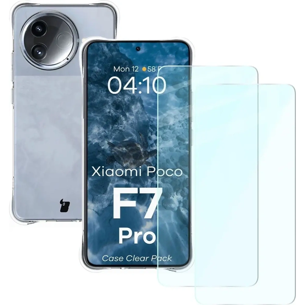 Etui + 2x szkło na ekran Bizon Case Clear Pack do Xiaomi Poco F7 Pro