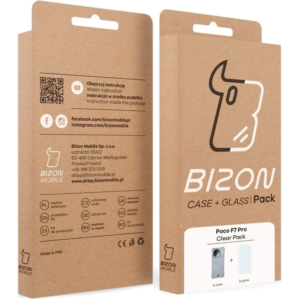 Etui + 2x szkło na ekran Bizon Case Clear Pack do Xiaomi Poco F7 Pro