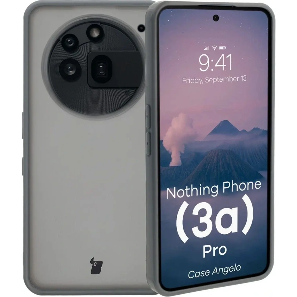 Etui Bizon Case Angelo do Nothing Phone (3a) Pro półprzezroczyste z szarą ramką