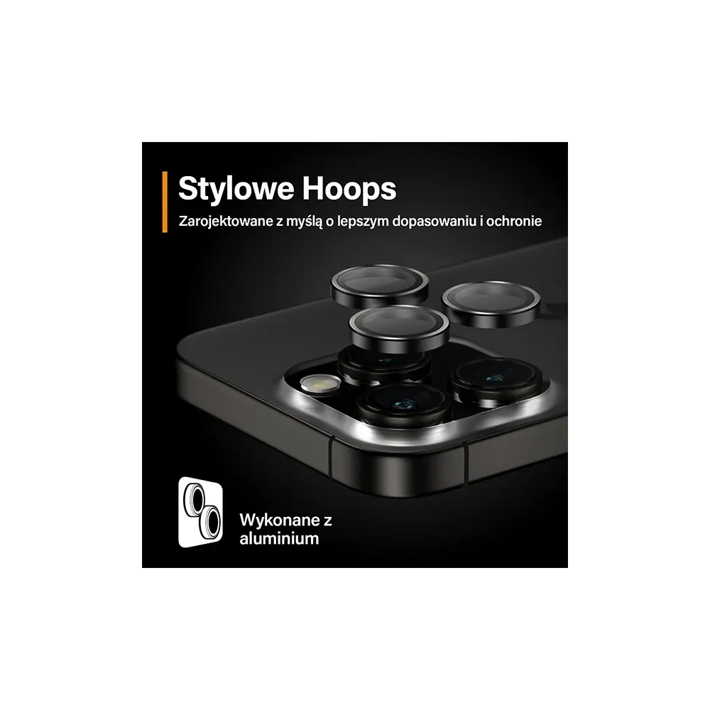 Szkło na obiektyw aparatu PanzerGlass Hoops Camera Apple iPhone 15 Pro / 15 Pro Max czarny