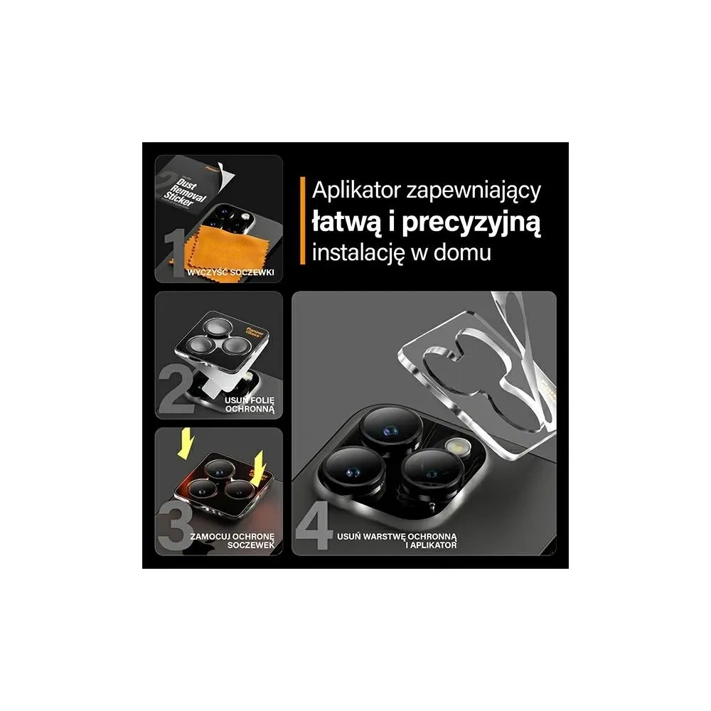 Szkło na obiektyw aparatu PanzerGlass Hoops Camera Apple iPhone 15 Pro / 15 Pro Max czarny