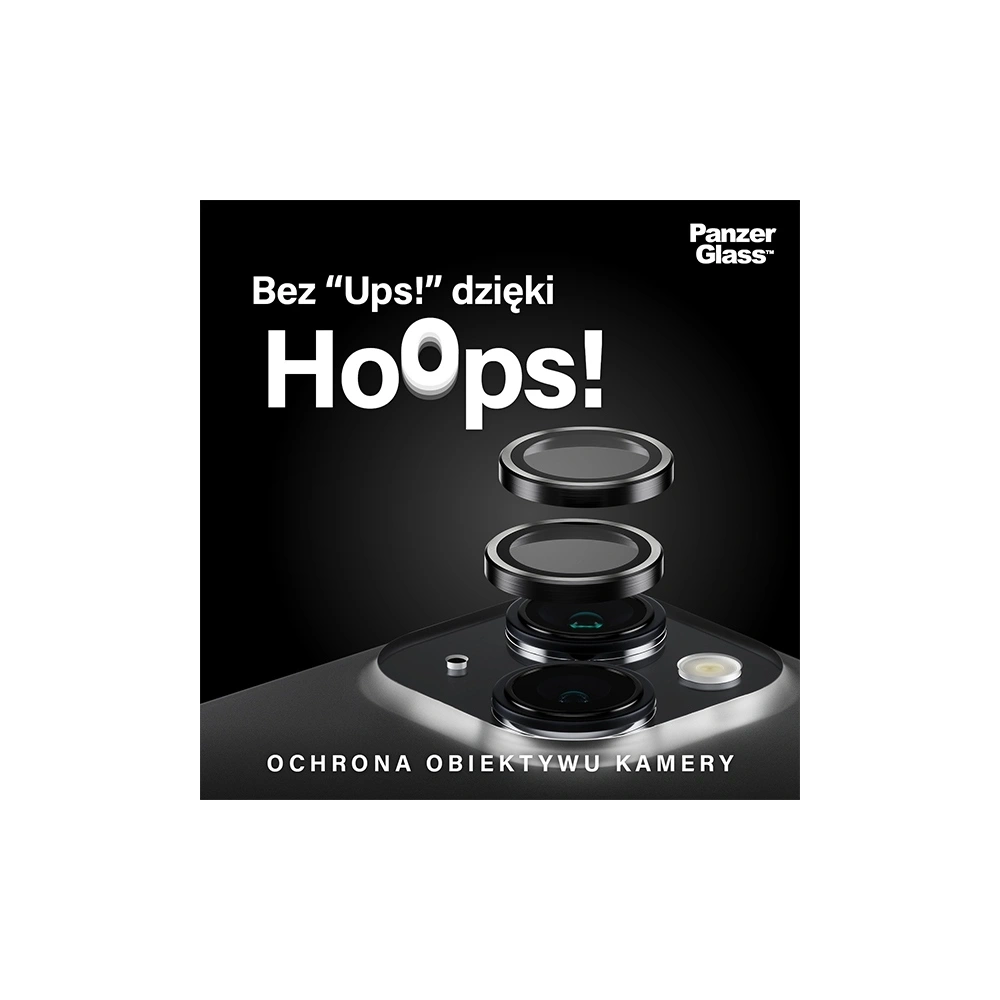 Szkło na obiektyw aparatu PanzerGlass Hoops Camera Apple iPhone 15 / 15 Plus czarny