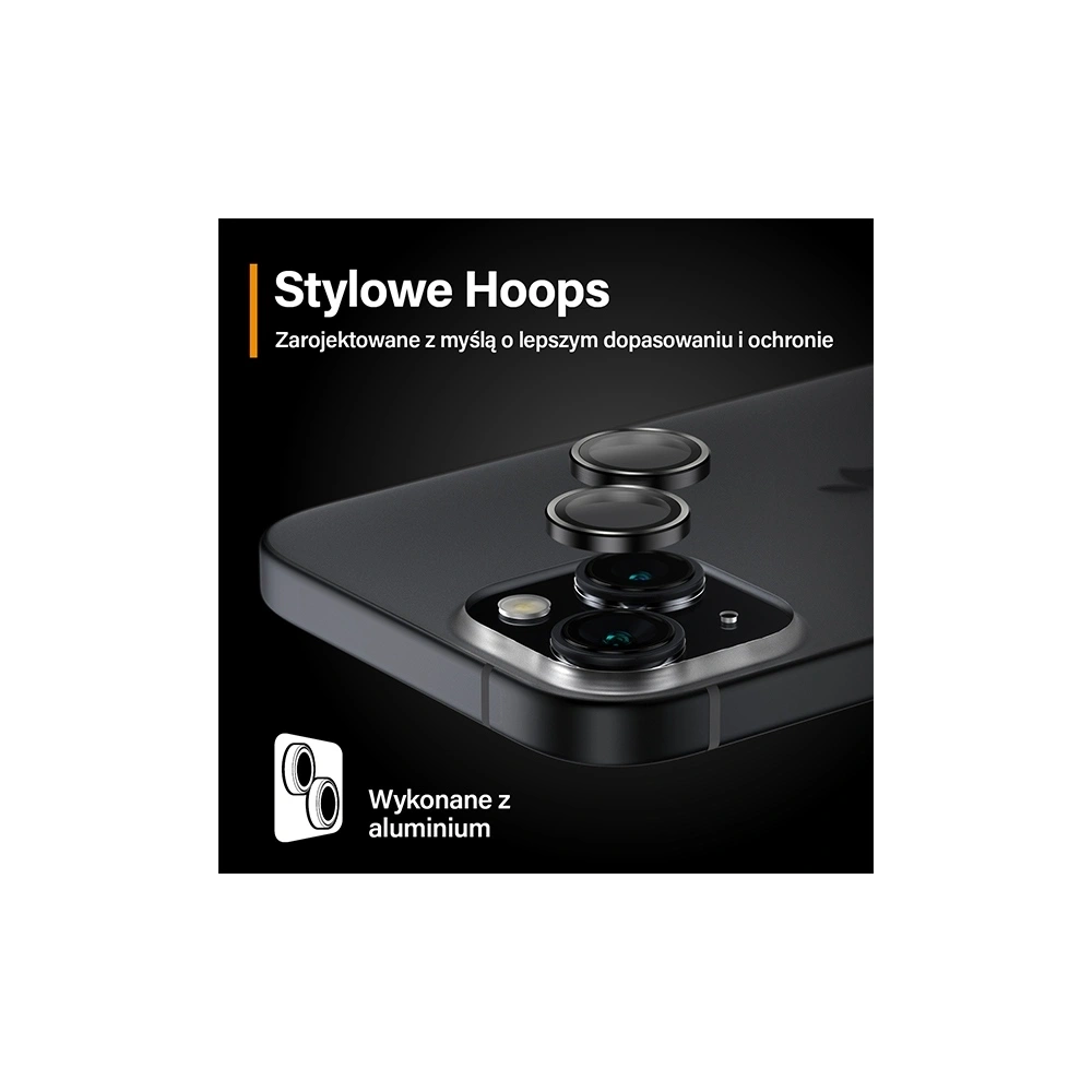 Szkło na obiektyw aparatu PanzerGlass Hoops Camera Apple iPhone 15 / 15 Plus czarny