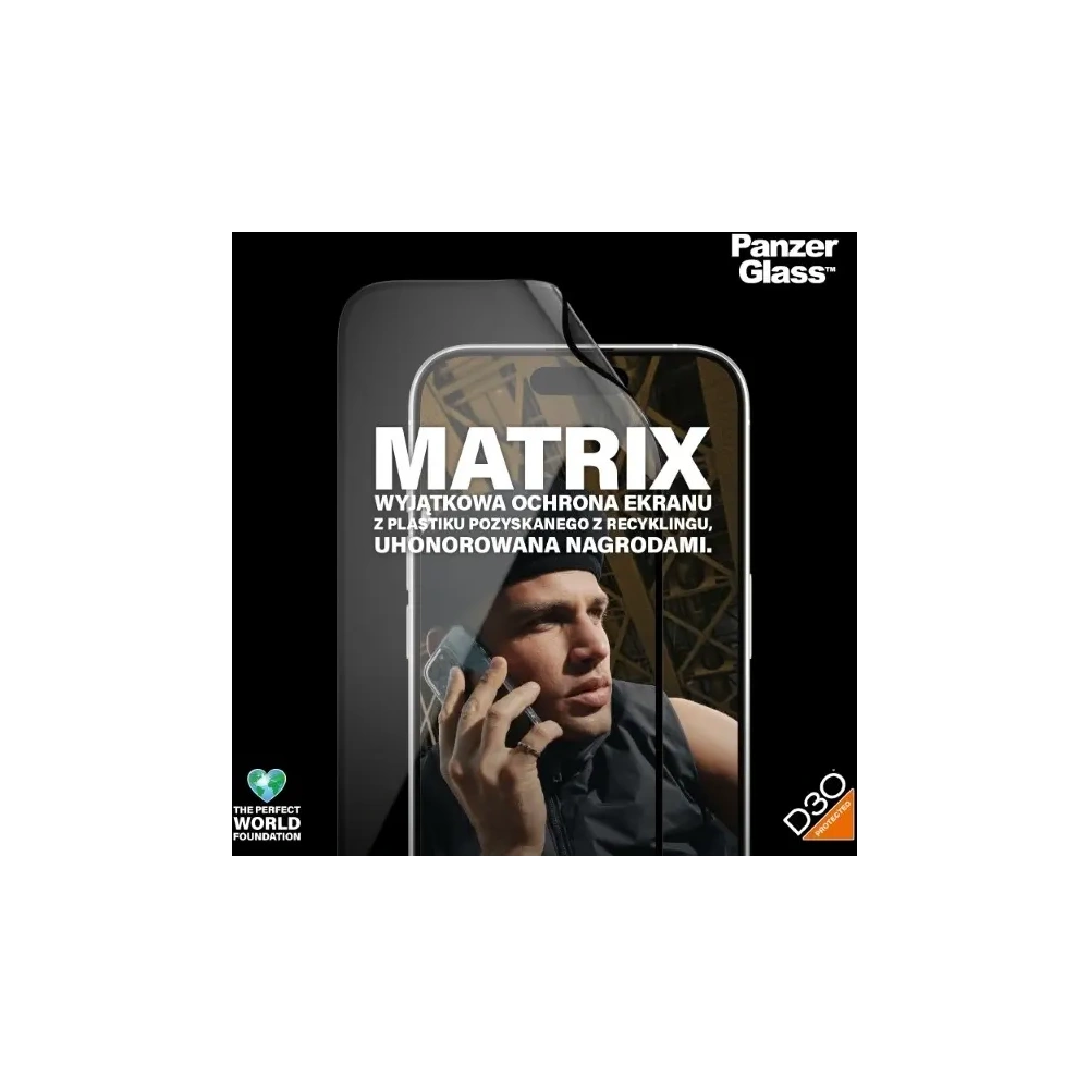 Szkło hybrydowe PanzerGlass Matrix D3O UWF do Apple iPhone 15 Pro Ultra-Wide-Fit rPET