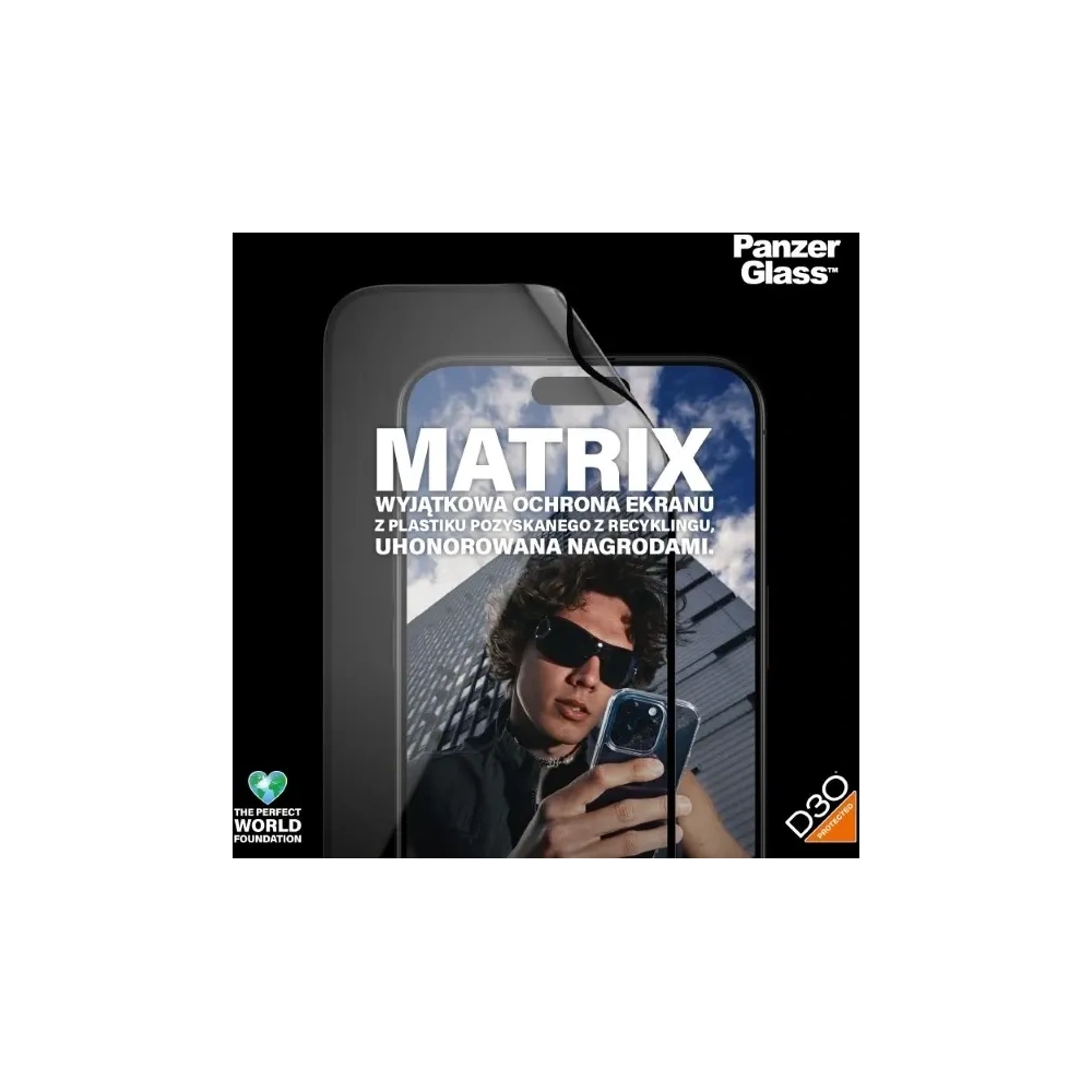 Szkło hybrydowe PanzerGlass Matrix D3O UWF do Apple iPhone 15 Pro Max Ultra-Wide-Fit rPET
